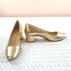 ALEX MARIE Phoebe  Block 2" Pumps. Soft Gold.10medium